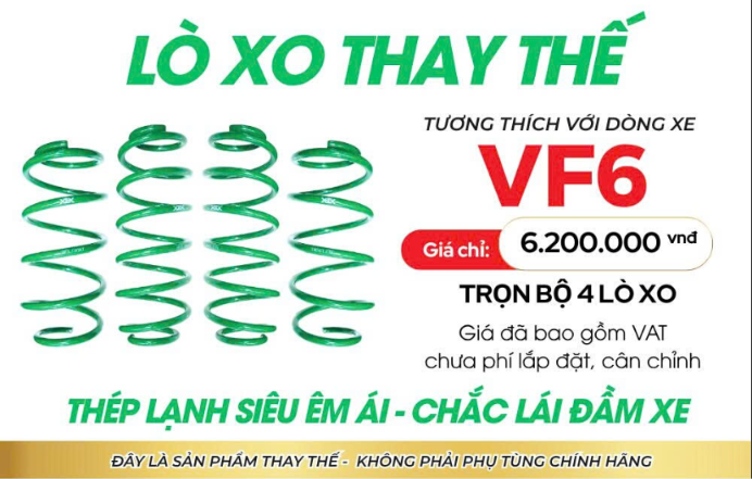 Lò xo thay thế VinFast VF6/VF7 — trọn bộ 4 lò xo 6.200.000đ tại QC Auto Thủ Đức
