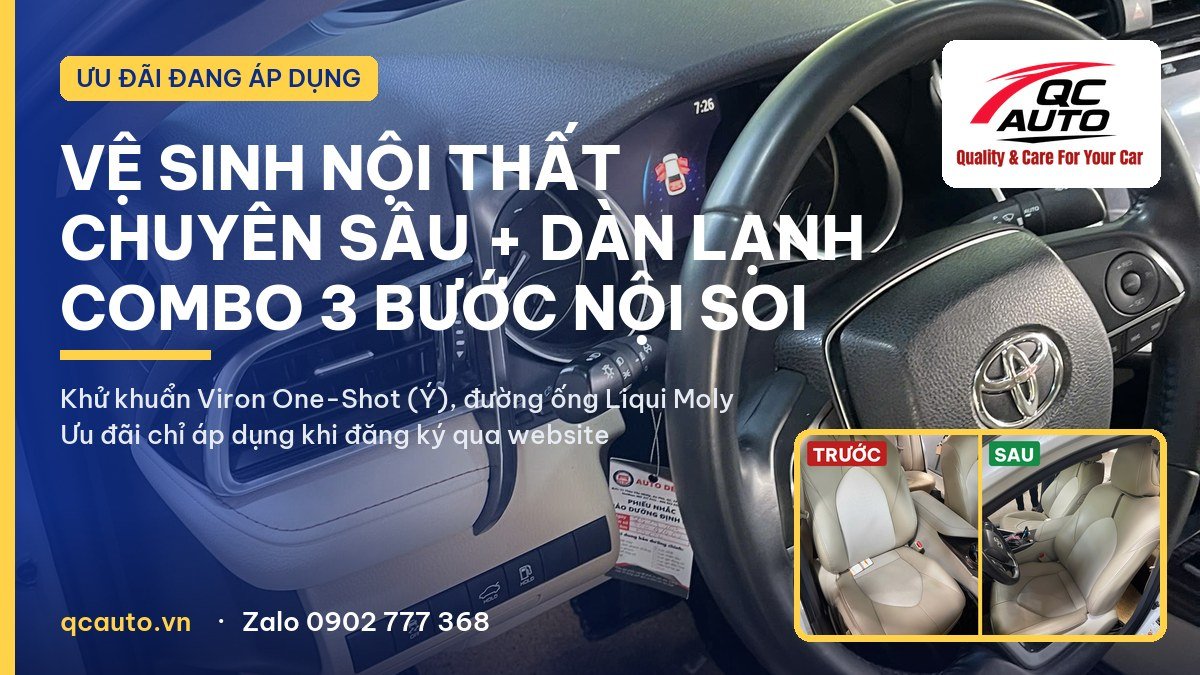 Vệ sinh nội thất chuyên sâu kết hợp vệ sinh dàn lạnh nội soi tại QC Auto